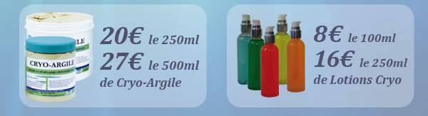 Cryo-Argile, 20€ le 250ml, 27€ le 500ml